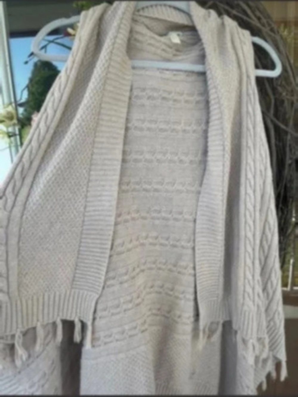 Matilda Jane Cream Cable-Knit Open Cardigan with Fringe
